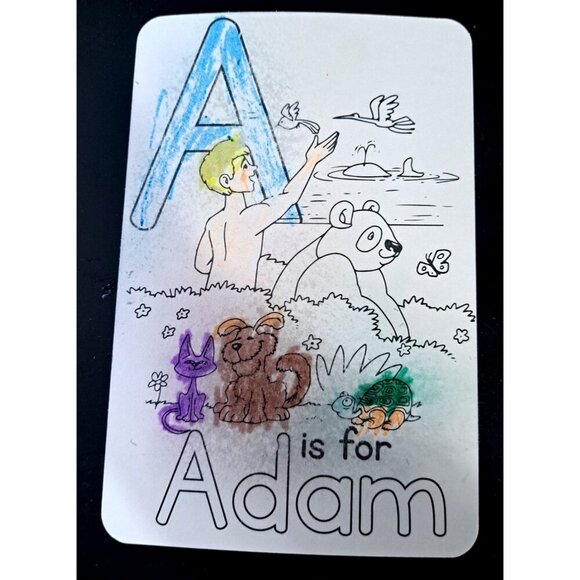 ABC Bible Fun Coloring Cards 52 Double Sided Cards Bible Verses Drawing Fun FLAW - Picture 3 of 4
